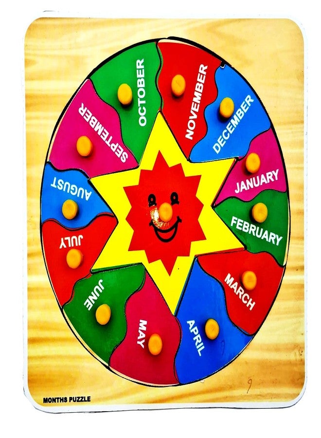 EL SMO Wooden Month Learning Puzzle Board, Educational Alphabet Tray Toy, Pre-School Learning Kit - Image 1